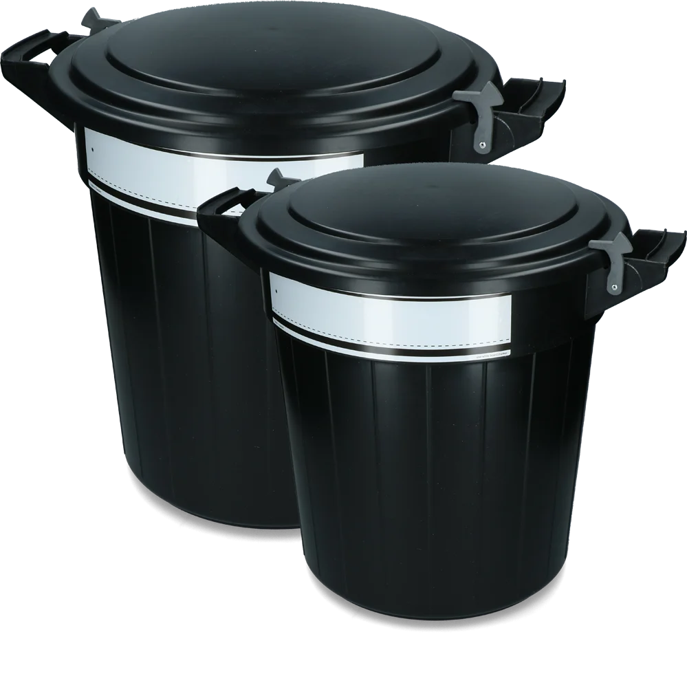 Futtertonne mit Deckel und Verschluss, 80 l – Vplast – Bild 3