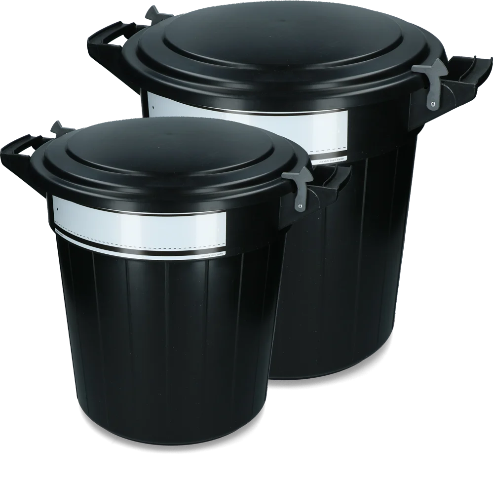 Futtertonne mit Deckel und Verschluss, 80 l – Vplast – Bild 1