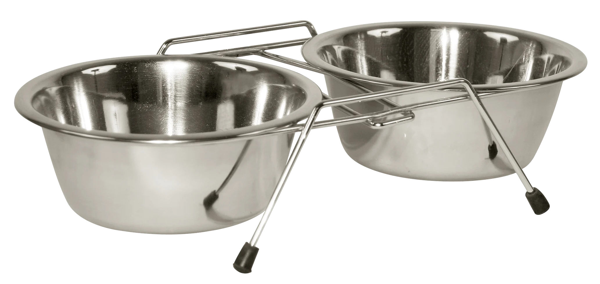 Doppelter Edelstahlnapf mit Gestell, 2 x 450 ml – Bild 1