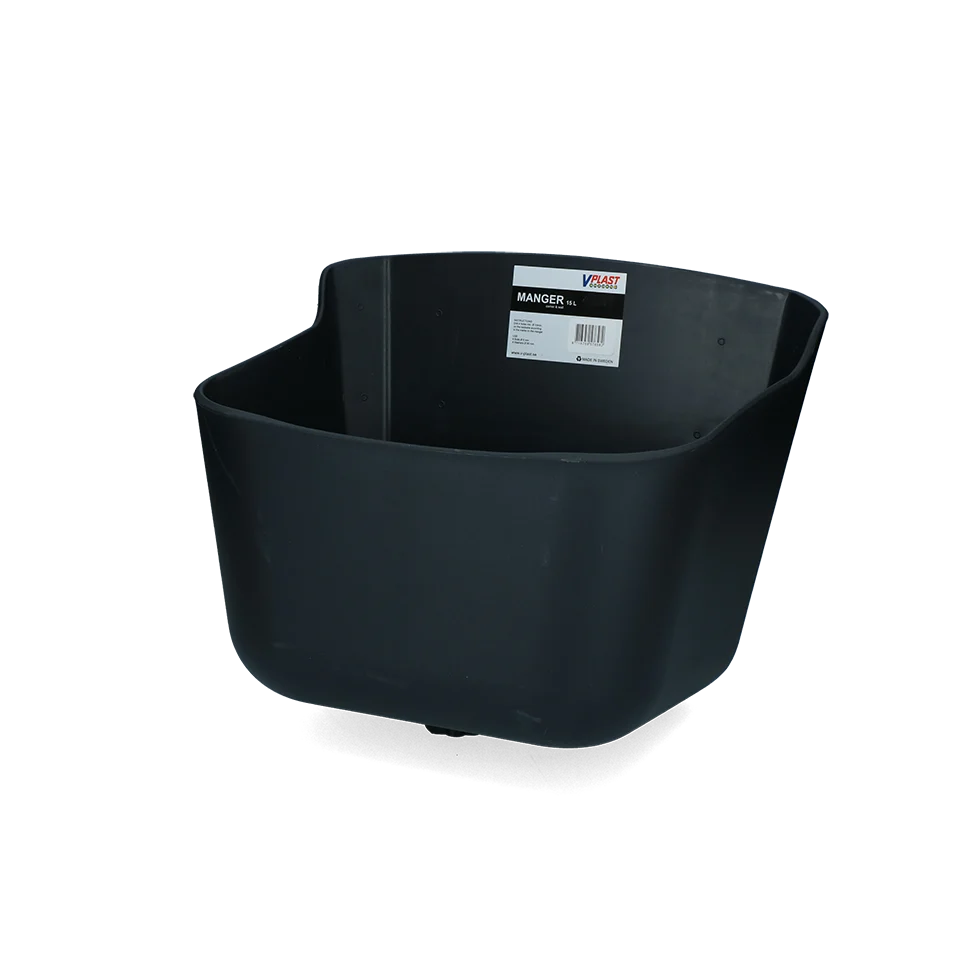 Kunststoff Futtertrog mit Wasserstopp, 15 l, Schwarz – Vplast – Bild 1
