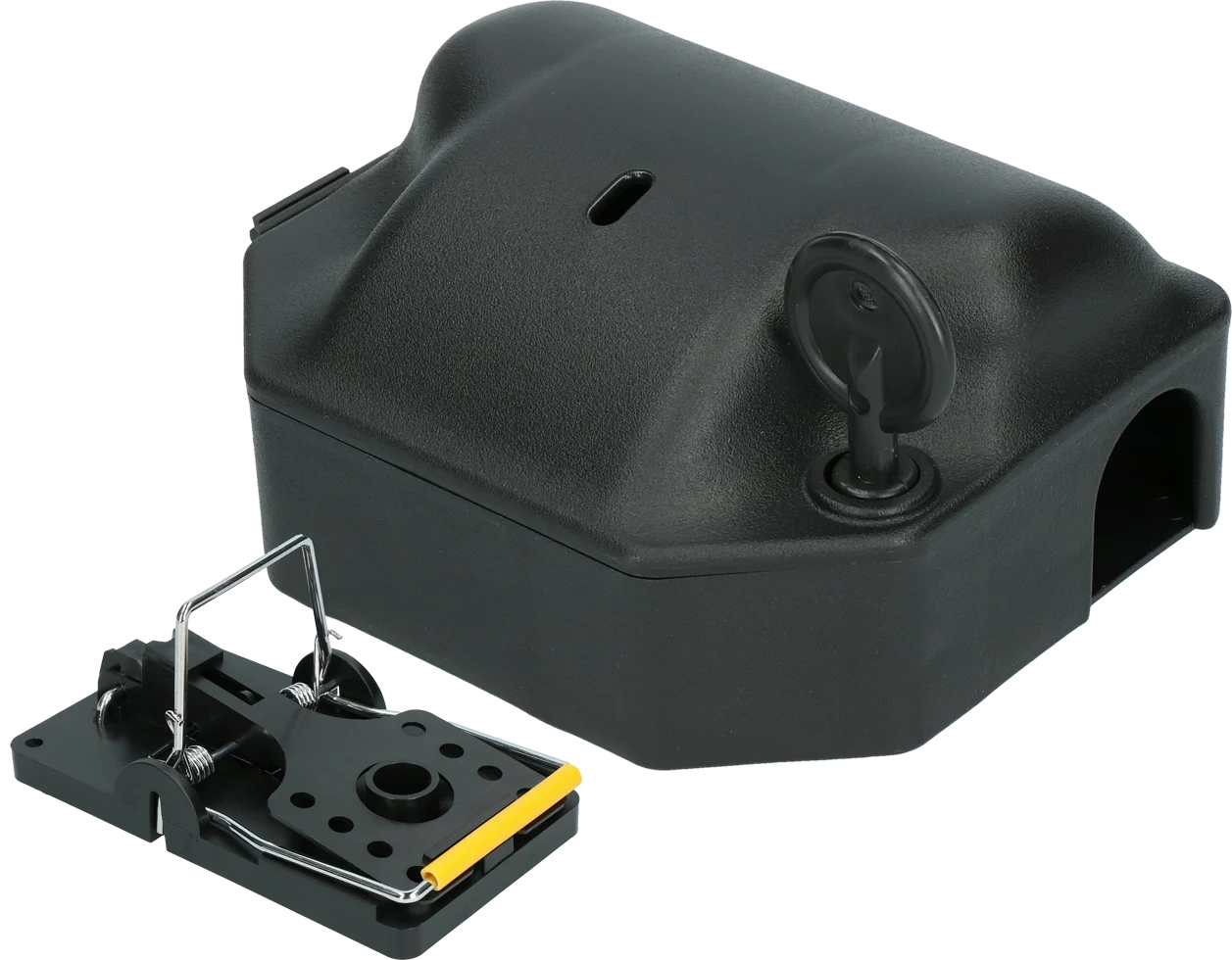 Mäuseköderbox mit Mausefalle und Schlüssel, 12,5 x 10,5 x 6,5 cm – Hofman Pest Control – Bild 1