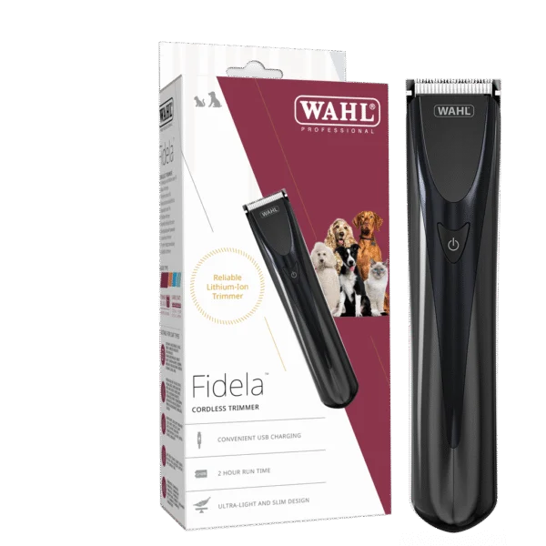 Kabellose Hundeschermaschine mit 0,4 mm Scherkopf und 3 Aufsteckkämmen – Wahl Fidela
