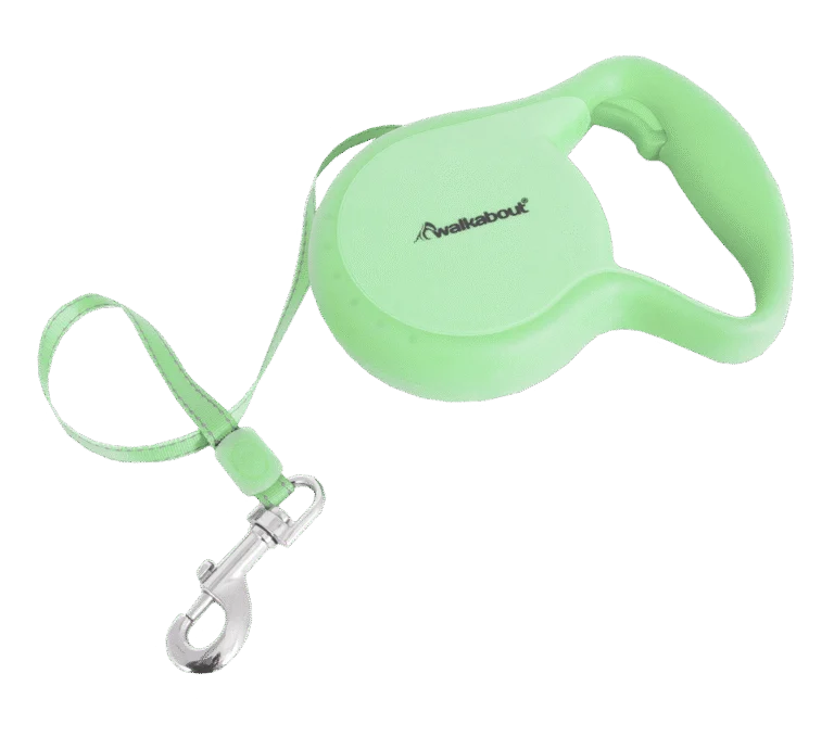 Flexileine für Hunde mit Handschlaufe, Größe L, 4,9 Meter – Petmate Walkabout Retractable Leash Glow in the Dark
