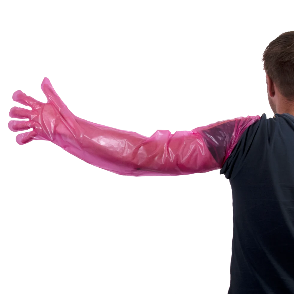 WEGW0001002.png Einweghandschuh für rektale Untersuchungen, Rosa, 90 cm, 100 Stück – Hofman Animal Care Vet – Bild 1