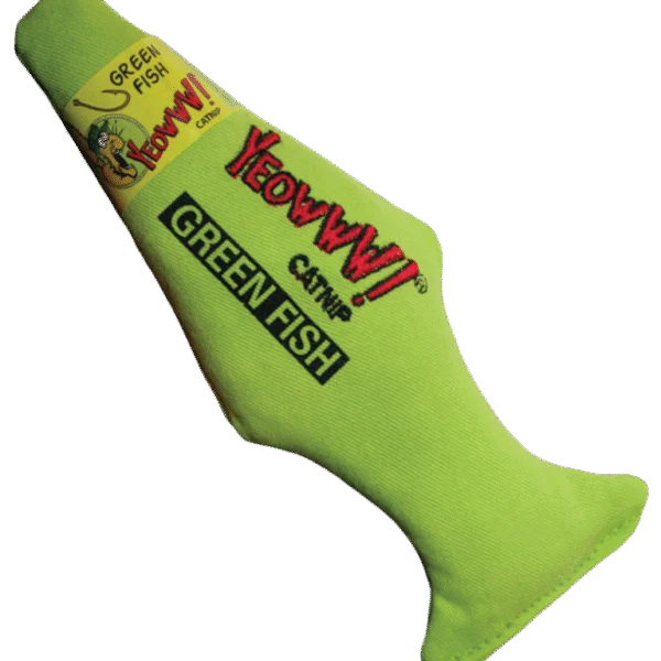 Katzenspielzeug in Fischform mit Catnip, Grün, 18 cm – Yeowww! Green Fish