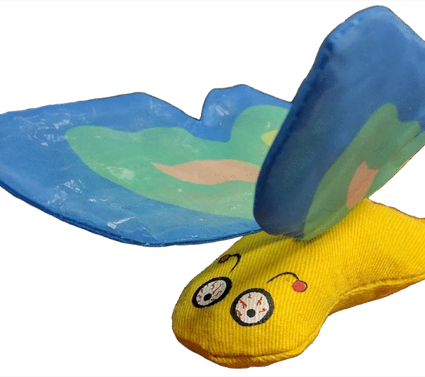 Katzenspielschmetterling mit Katzenminze und Knisterflügeln, 13 x 6 cm, Blau – Yeowww! Butterfly