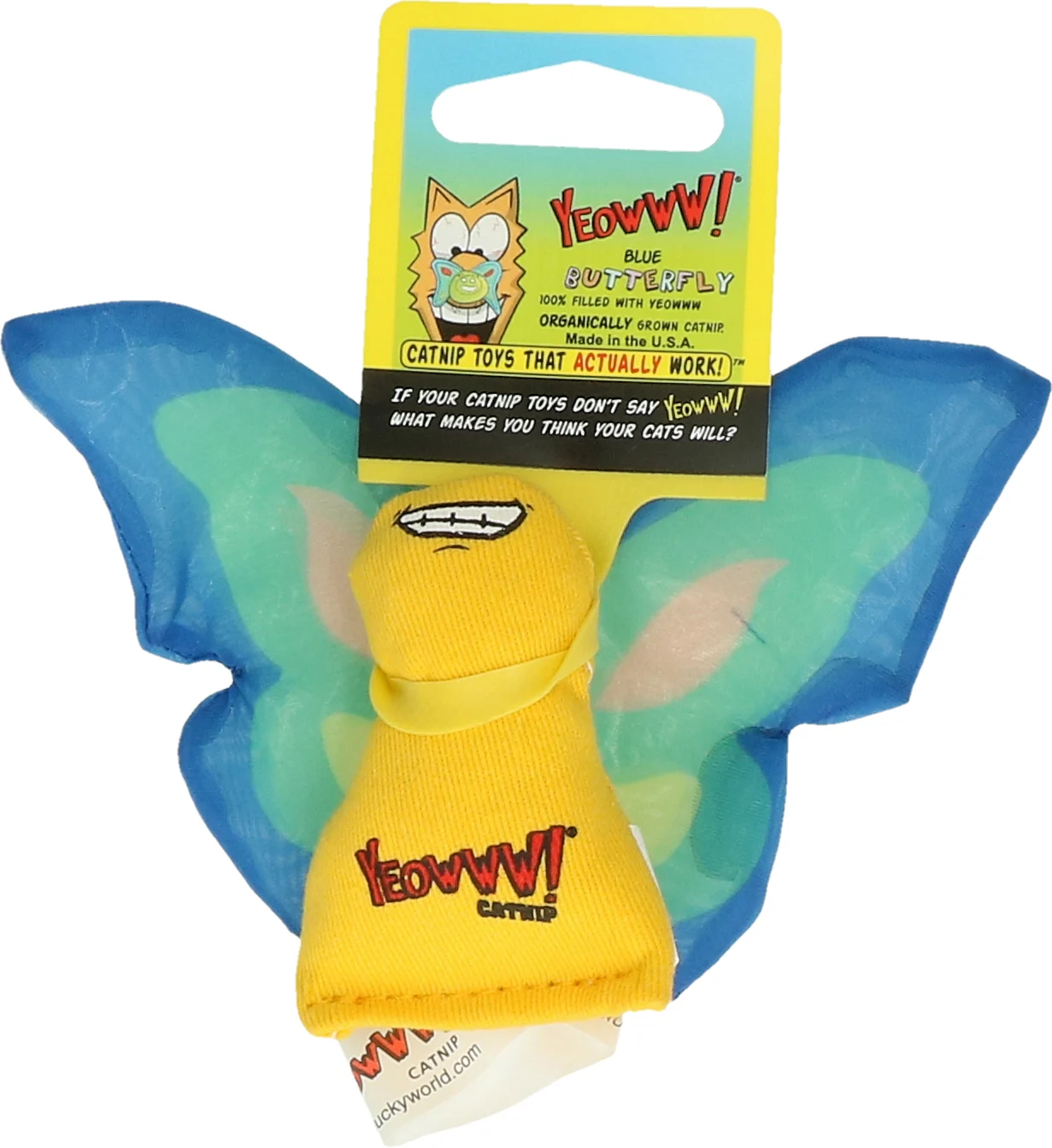 Katzenspielschmetterling mit Katzenminze und Knisterflügeln, 13 x 6 cm, Blau – Yeowww! Butterfly – Bild 2