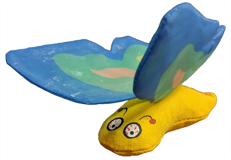 YEOW031.png Katzenspielschmetterling mit Katzenminze und Knisterflügeln, 13 x 6 cm, Blau – Yeowww! Butterfly – Bild 1