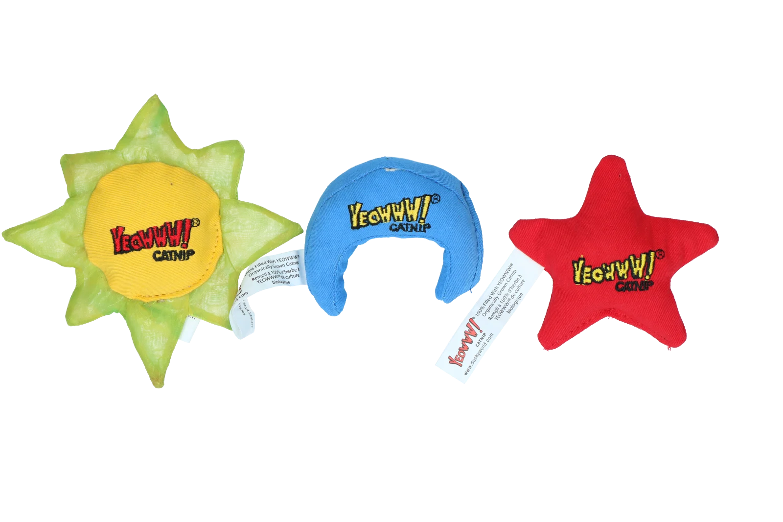 YEOW0342.png Katzenspielzeug Sonne, Mond und Sterne mit Katzenminze, 3 Stück, ca. 8 bis 10 cm – Yeowww! Sun Moon and Stars – Bild 1