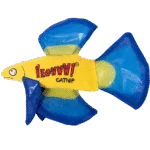 Spielfisch für Katzen mit Katzenminze und Knisperflossen, Blau, 17 x 12 cm – Yeowww! Mo Betta Fish