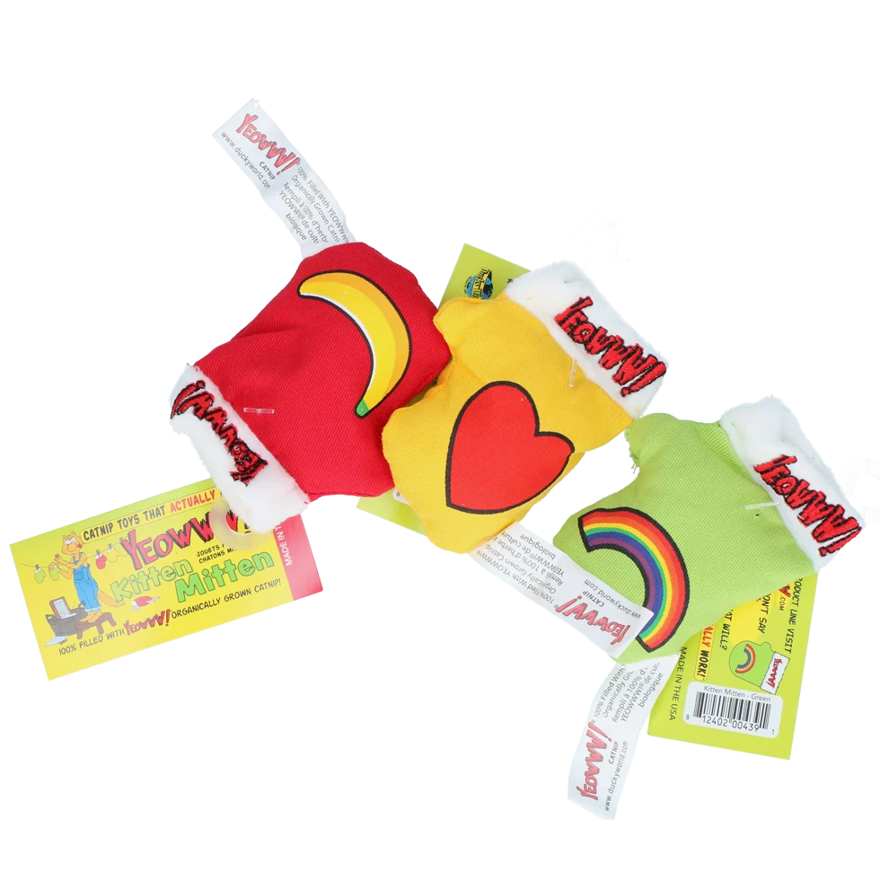 Katzenspielhandschuhe mit Katzenminze, 30 Stück im Behälter, 8 cm – Yeowww! Kitten Mittens – Bild 2