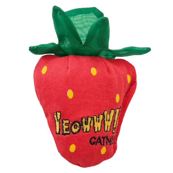 Katzenspielzeug Erdbeere mit Catnip und Knisterblättern – Yeowww! Strawberry Original