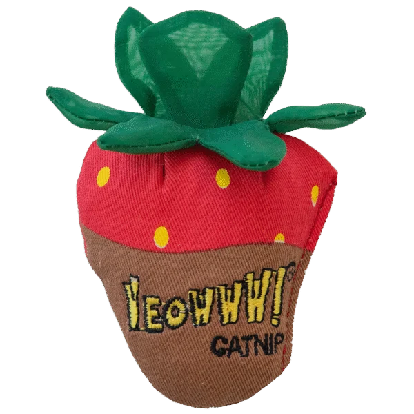 Katzenspielzeug Erdbeere mit Katzenminze und knisternden Blättern – Yeowww! Strawberry Chocolate