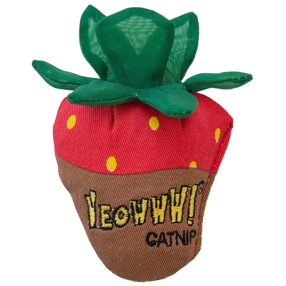 YEOW061B.png Katzenspielzeug Erdbeere mit Katzenminze und knisternden Blättern – Yeowww! Strawberry Chocolate – Bild 1