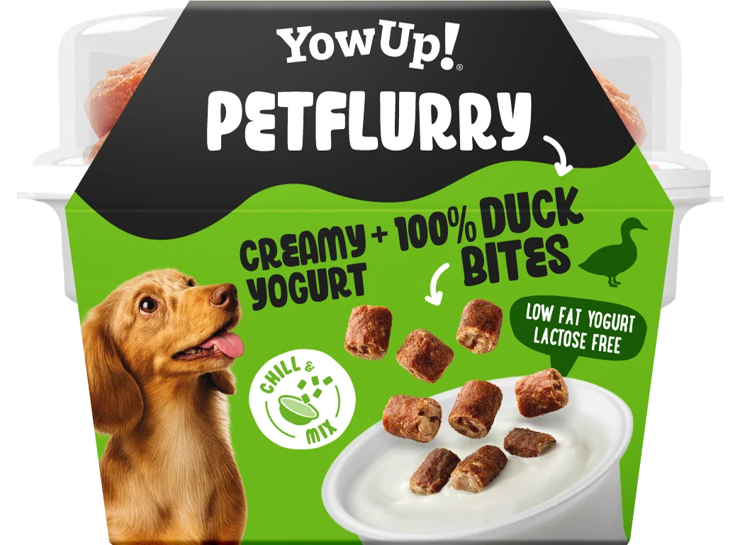 YOWUP121_Petflurry_Duck-Cup_Dog_Front_HD.png Hundesnack mit Ente, cremig – YowUp! PetFlurry – Bild 1