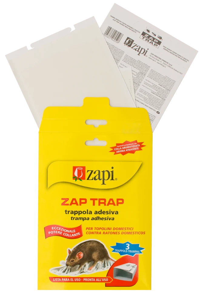 ZAPI020.png Klebefalle für Mäuse und kriechende Insekten, 15 x 21 cm, 3 Stück – Zapi Zap Trap – Bild 1