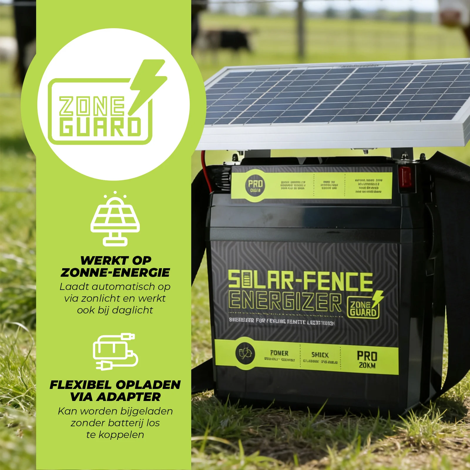 Solarbetriebenes Weidezaungerät – ZoneGuard Solar-Fence Energizer Pro 20 km – Bild 2