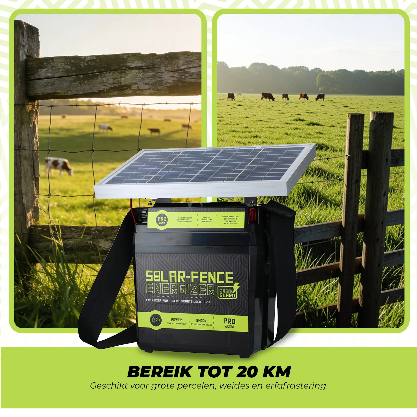 Solarbetriebenes Weidezaungerät – ZoneGuard Solar-Fence Energizer Pro 20 km – Bild 3