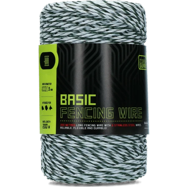 Weidezaunleiter 3 mm, Weiß mit Dunkelgrün, 200 m – ZoneGuard Basic