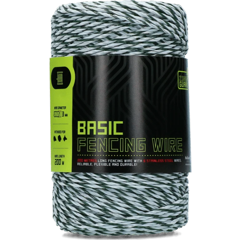 Weidezaunleiter 3 mm, Weiß mit Dunkelgrün, 200 m – ZoneGuard Basic