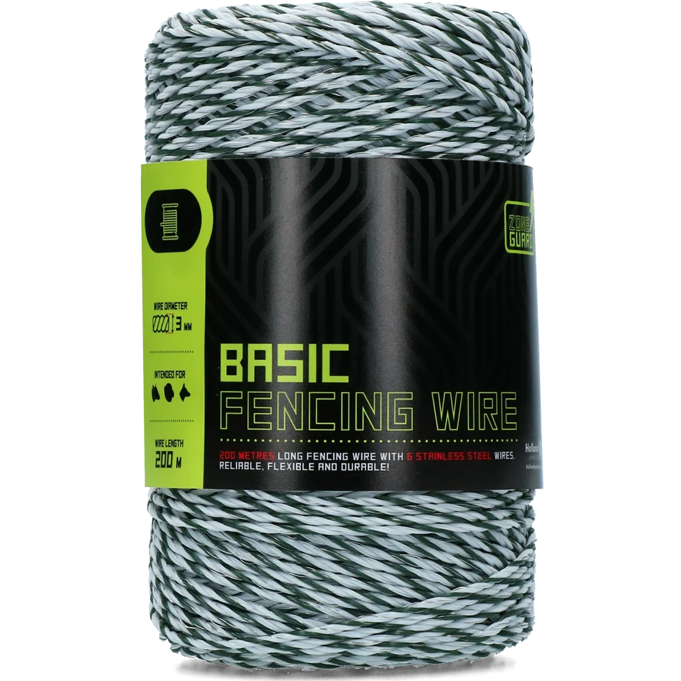 Weidezaunleiter 3 mm, Weiß mit Dunkelgrün, 200 m – ZoneGuard Basic – Bild 1