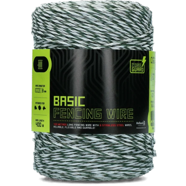 Weidezaunleiter 3 mm, Weiß mit Dunkelgrün, 400 m – ZoneGuard Basic