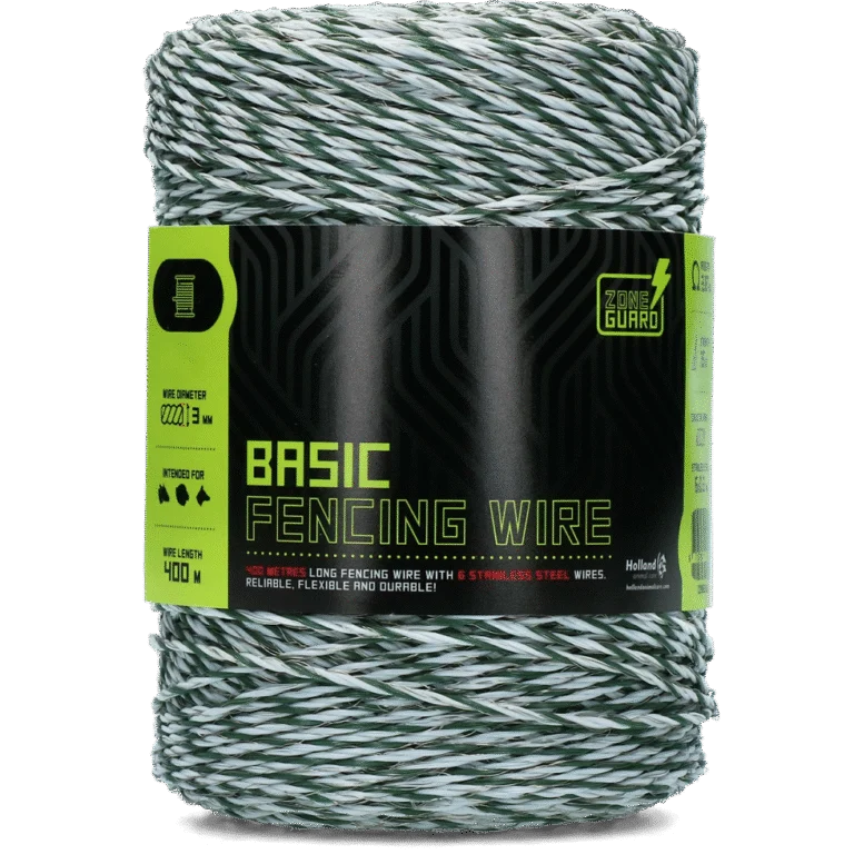 Weidezaunleiter 3 mm, Weiß mit Dunkelgrün, 400 m – ZoneGuard Basic