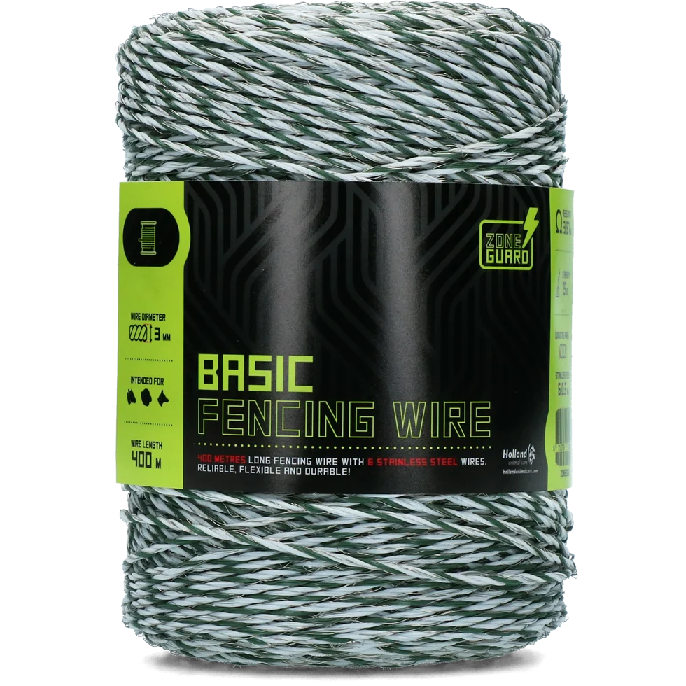 Weidezaunleiter 3 mm, Weiß mit Dunkelgrün, 400 m – ZoneGuard Basic – Bild 1