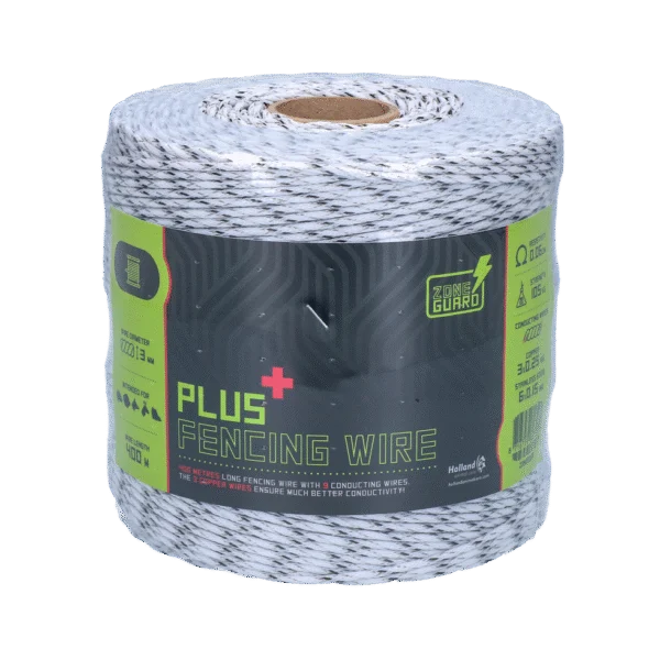 Elektrozaunlitze 3 mm, Weiß mit Schwarz, 400 m – ZoneGuard Plus
