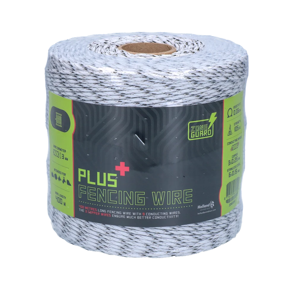 Elektrozaunlitze 3 mm, Weiß mit Schwarz, 400 m – ZoneGuard Plus – Bild 1