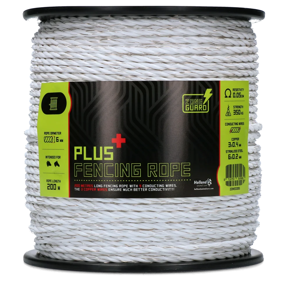 ZONE0085.png Weidezaunseil 6 mm, weiß, mit Edelstahl- und Leichtmetalldrähten, 200 m – ZoneGuard Plus – Bild 1