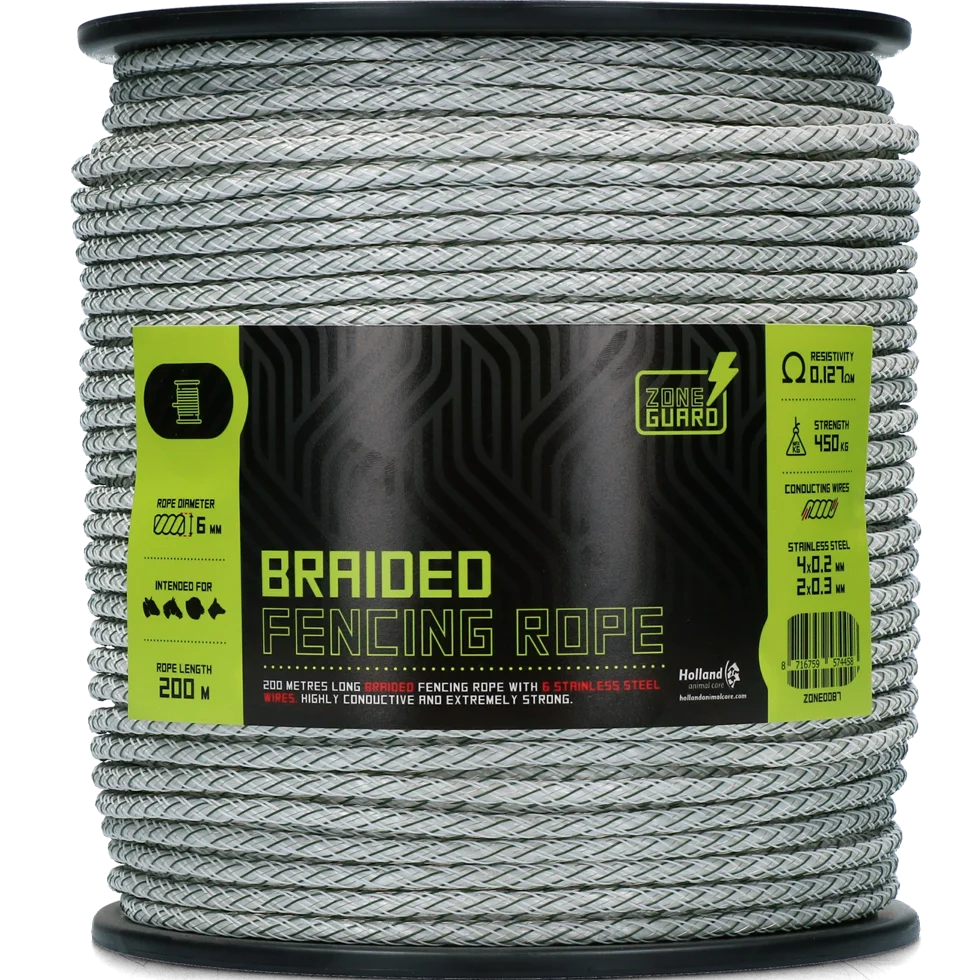 Geflochtenes Weidezaunseil 6 mm Weiß mit Grün, 200 m – ZoneGuard Koord PLUS – Bild 1