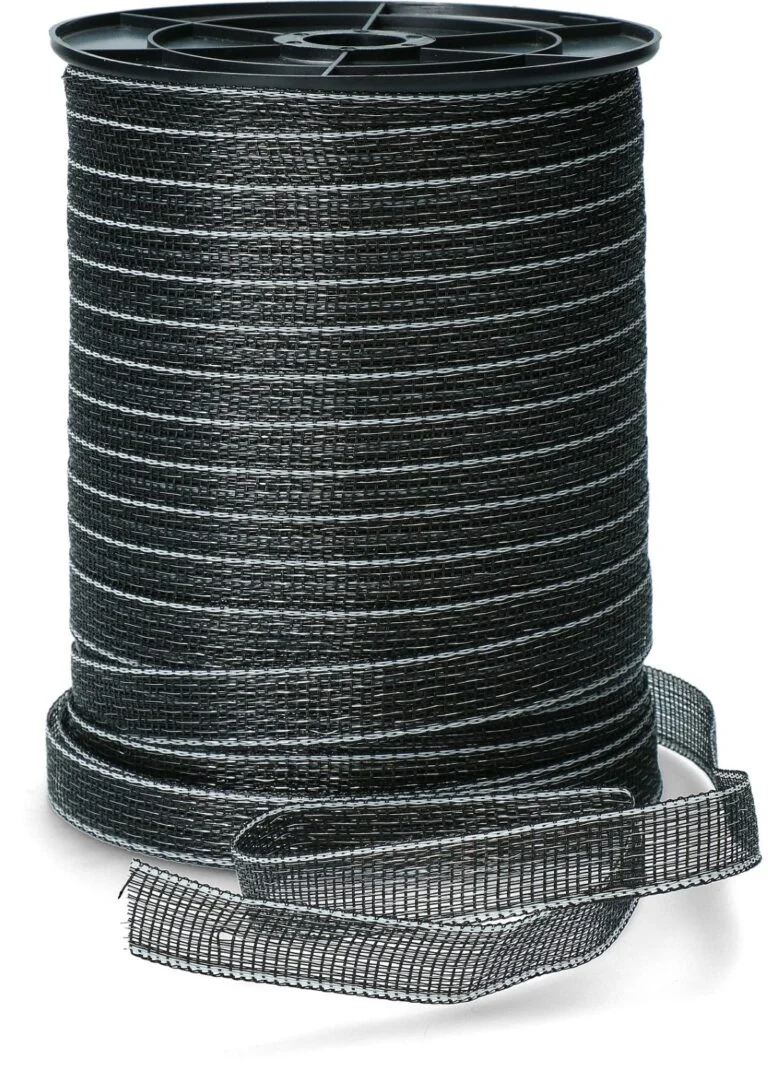 Weidezaunband 20 mm Schwarz mit 9 Edelstahldrähten, 200 m – ZoneGuard Basic