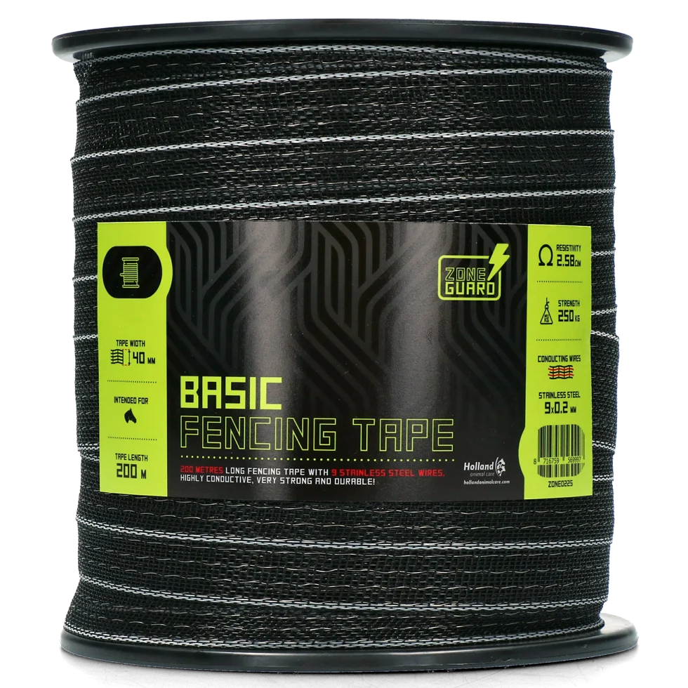 Weidezaunband 40 mm Schwarz mit 9 Edelstahlleitern, 200 m – ZoneGuard Basic – Bild 2