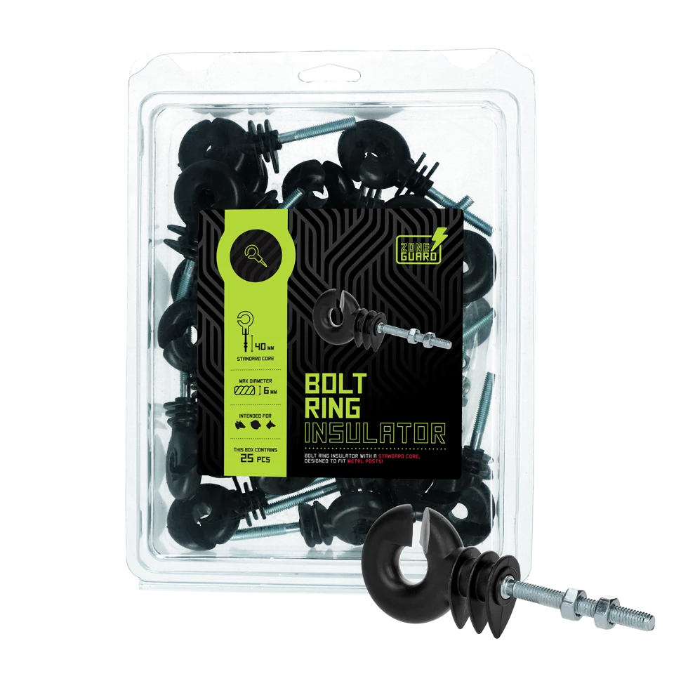Ringisolator mit Mutter für Metallpfosten, 25 Stück – ZoneGuard – Bild 2