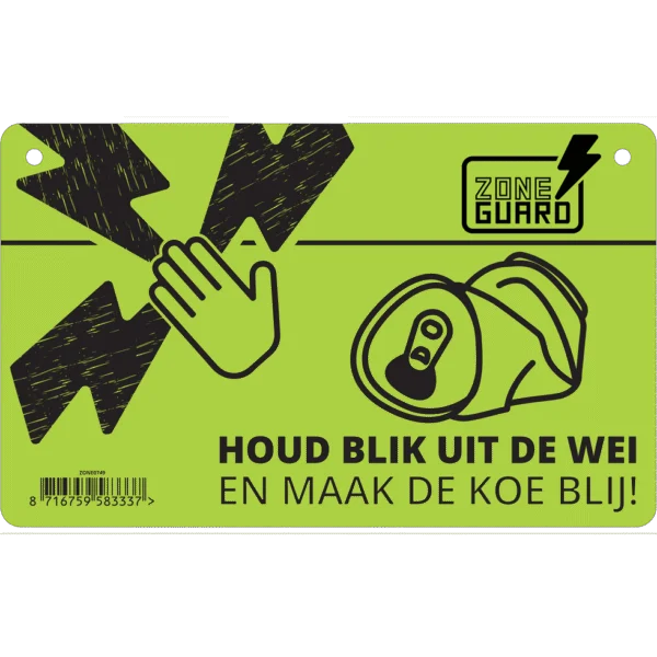 Warnschild für Elektrozaun und Verbot von Getränkedosen, 19,5 x 12 cm – ZoneGuard