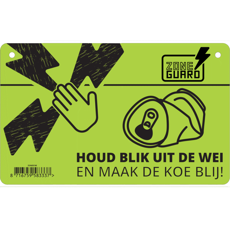 Warnschild für Elektrozaun und Verbot von Getränkedosen, 19,5 x 12 cm – ZoneGuard