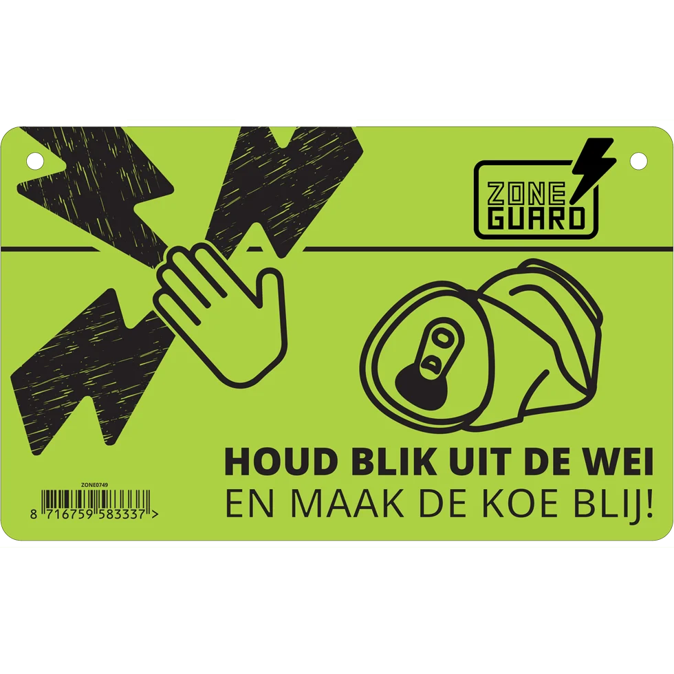 ZONE0749.png Warnschild für Elektrozaun und Verbot von Getränkedosen, 19,5 x 12 cm – ZoneGuard – Bild 1