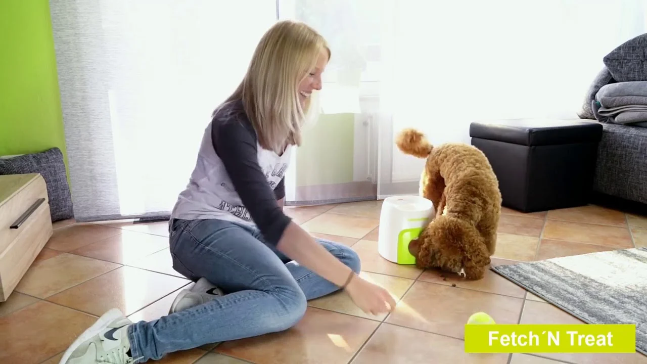 Belohnungsspielzeug für Hunde mit Tennisball und herausnehmbarem Futterfach – AFP Interactives Fetch'N'Treat 2nd Generation – Bild 4