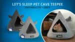 Katzentipi aus Filz mit Kissen, 50 x 45 cm, Grau – Let's Sleep Pet Cave TeePee – Bild 5