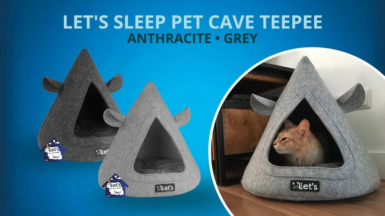 Katzentipi aus Filz mit Kissen, 50 x 45 cm, Grau – Let's Sleep Pet Cave TeePee – Bild 5